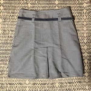 Vintage Front Pleat Houndstooth Pattern Skirt with Belt